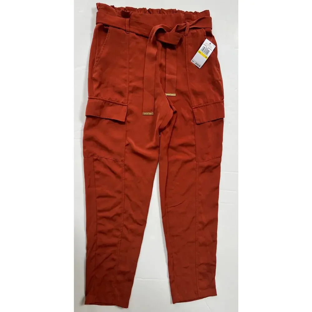 Michael Kors Women's Cargo Jogger Pants Burnt Umber Size M NWT $120